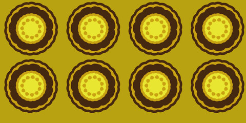 Abstract symmetrical mandala inspired Brown and Gold pattern and Horizontal seamless wallpaper texture