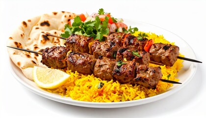 Fototapeta premium Kuwaiti Lamb Kebab With Saffron Rice