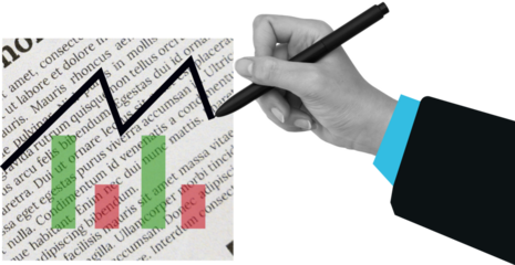 Man hand drawing green diagram business art collage