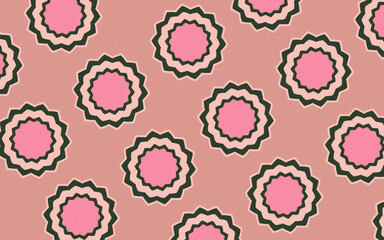 Elegant abstract mandala rosette pink pattern seamless design in geometric symmetry for fabric and interior decoration