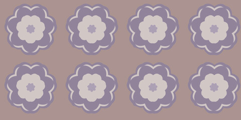 Retro style circular decorative rosette Brown and purple pattern seamless background, ornamental vintage texture for design