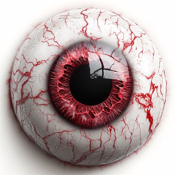 Pixel art eyeball candy with red veins on white background