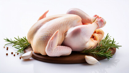 Whole Raw Chicken With White Background