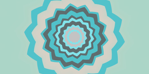 Abstract Sacred Geometry Mandala Pattern in Dark Blue Petals on Smoky Background