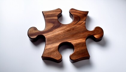Obraz premium dark wooden puzzle piece with polished surface and white background