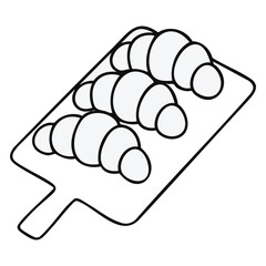 Croissants on Cutting Board Vector outline on white background