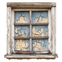 Pixel art boarded-up window with cracks on white background