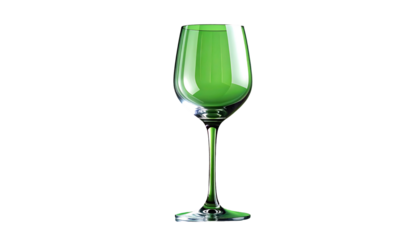 Elegant Green Wine Glass on White Background.