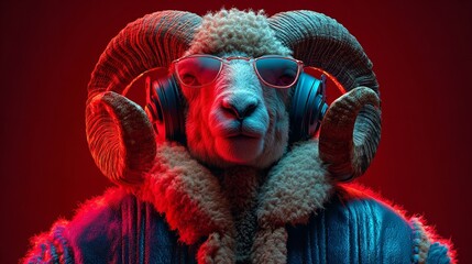 cute goat wearing glasses