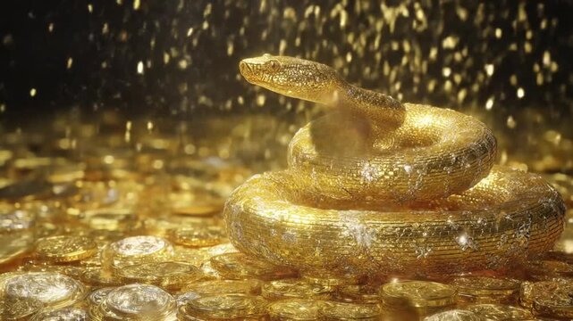 Golden snake on treasure