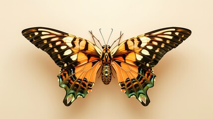 Obraz premium Vibrant Tropical Butterfly Close-Up: Hyper-Realistic Macro Visual with Intricate Wing Patterns & Rich Color Details – High-Res Nature Asset for Editorial Content/Branding Design