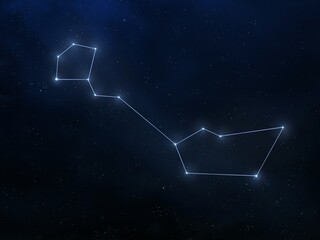 Cetus constellation in the sky. Stars on a dark background isolated. Astrological image.