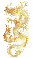 Obraz premium Red and Black Ink Dragon on White Background