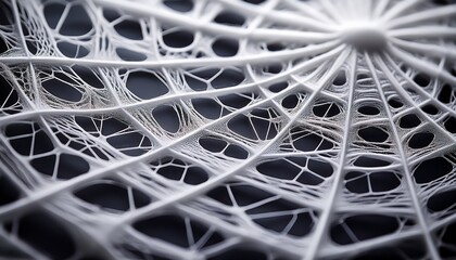 a detailed macro shot showcases a complex white web like pattern with intricate details