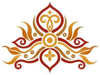 Vector art of ornamental floral design with curved lines