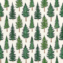 Obraz premium christmas trees seamless pattern