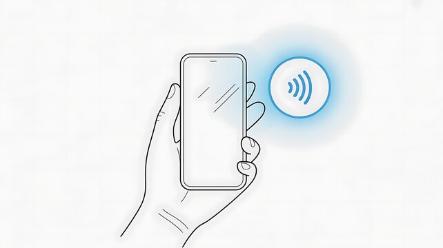 Hand Holding Smartphone with NFC Payment Icon - Powered by Adobe