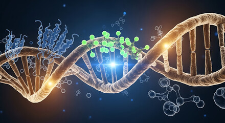 Exploring genetic structures in a laboratory environment a scientific illustration of microscopic views and modern research concepts