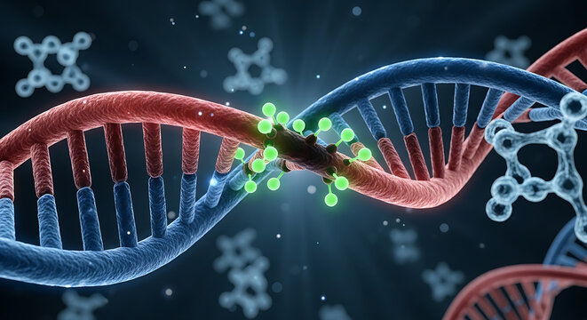 Analyzing dna structure with ai technology laboratory scientific illustration digital environment close-up genetic research