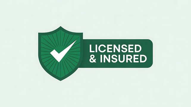 Licensed and Insured Shield with Checkmark
