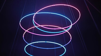 Neon Rings in Abstract Light Installation
