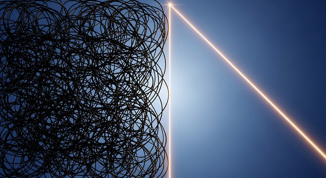 Innovative laser technology illuminating chaos digital space visual art abstract aerial perspective conceptual inspiration - Powered by Adobe