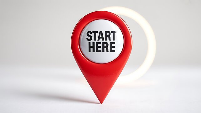 Red "Start Here" Location Pin with Glowing Circle