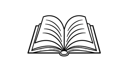 Open Book Illustration Simple Line Art.