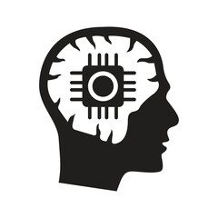 Silhouette of ai processor chip vector design representing artificial intelligence hardware