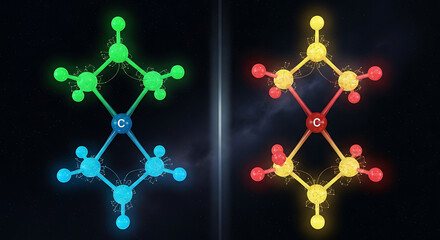 Visualizing chemical structures in a scientific laboratory abstract digital art aerial perspective ai studio concept