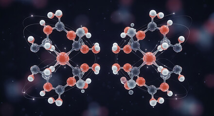 Visualizing molecular structures in a digital laboratory scientific illustration in a symmetrical view ai studio environment