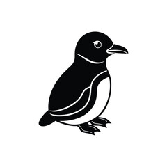 Chinstrap penguin head wearing ice skates silhouette vector art illustration