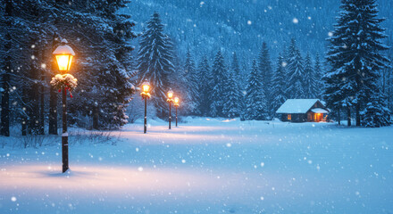 Enchanting Forest Retreat During A Cold Night.