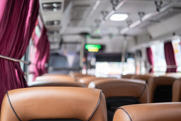 Interior view of the bus in Seoul, South Korea