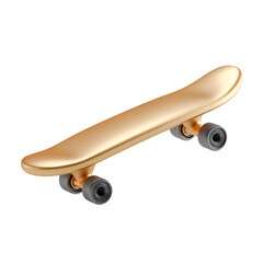 Golden skateboard isolated on transparent background