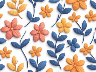 Floral pattern with 3D effect