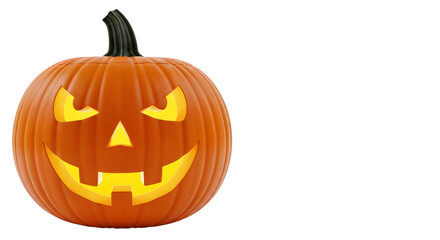 A single carved pumpkin isolated on transparent background