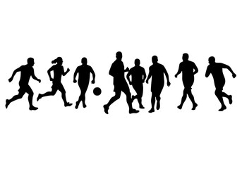 Obraz premium Football silhouettes on the pitch showcasing sports action.