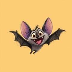 Obraz premium Cute cartoon bat in flight