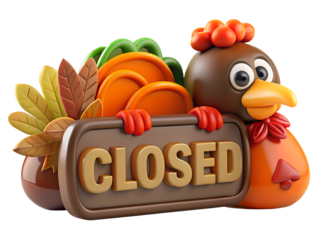 Title: Thanksgiving Turkey Closed Sign Illustration