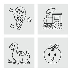 Hand drawn coloring book illustration, suitable for children’s coloring book