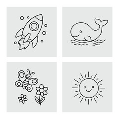 Hand drawn coloring book illustration, suitable for children’s coloring book