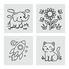 Hand drawn coloring book illustration, suitable for children’s coloring book