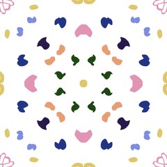 Abstract Geometric Mandala Pattern with Colorful Floral Shapes