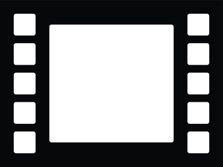 Blank Film Strip Frame Vector Template. Empty Movie Reel Frame Editable Vector. Filmstrip Border Template Black and White