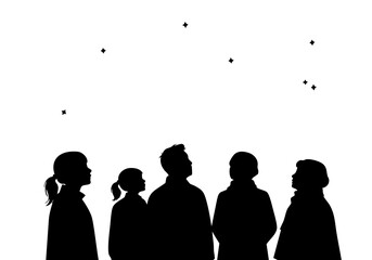 A group of people looking up at the stars in awe.