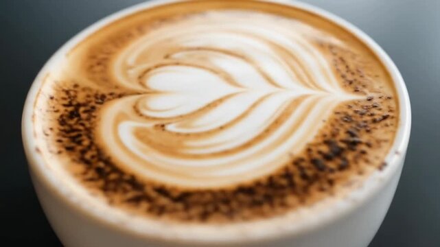 A beautifully crafted latte art in a coffee mug.