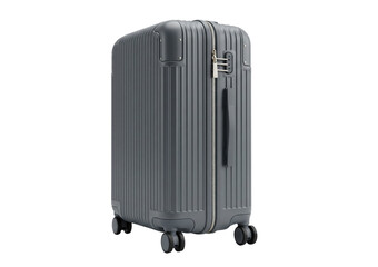 Modern Slate Grey Travel Suitcase PNG.