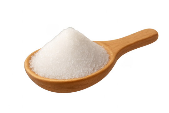 Sugar on wooden spoon for cooking ingredient
