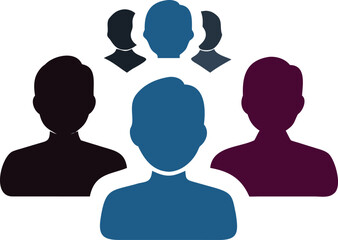 Simplified Community Dynamics: Graphic illustration depicting a unified group of individuals, symbolizing collaboration, social connections, and teamwork.